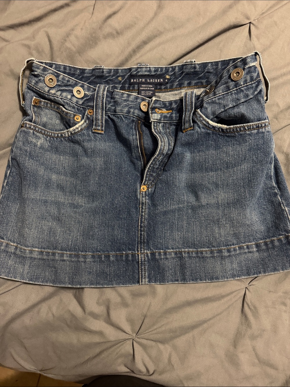Ralph Lauren Indigo Denim Mini Skirt with Button Details